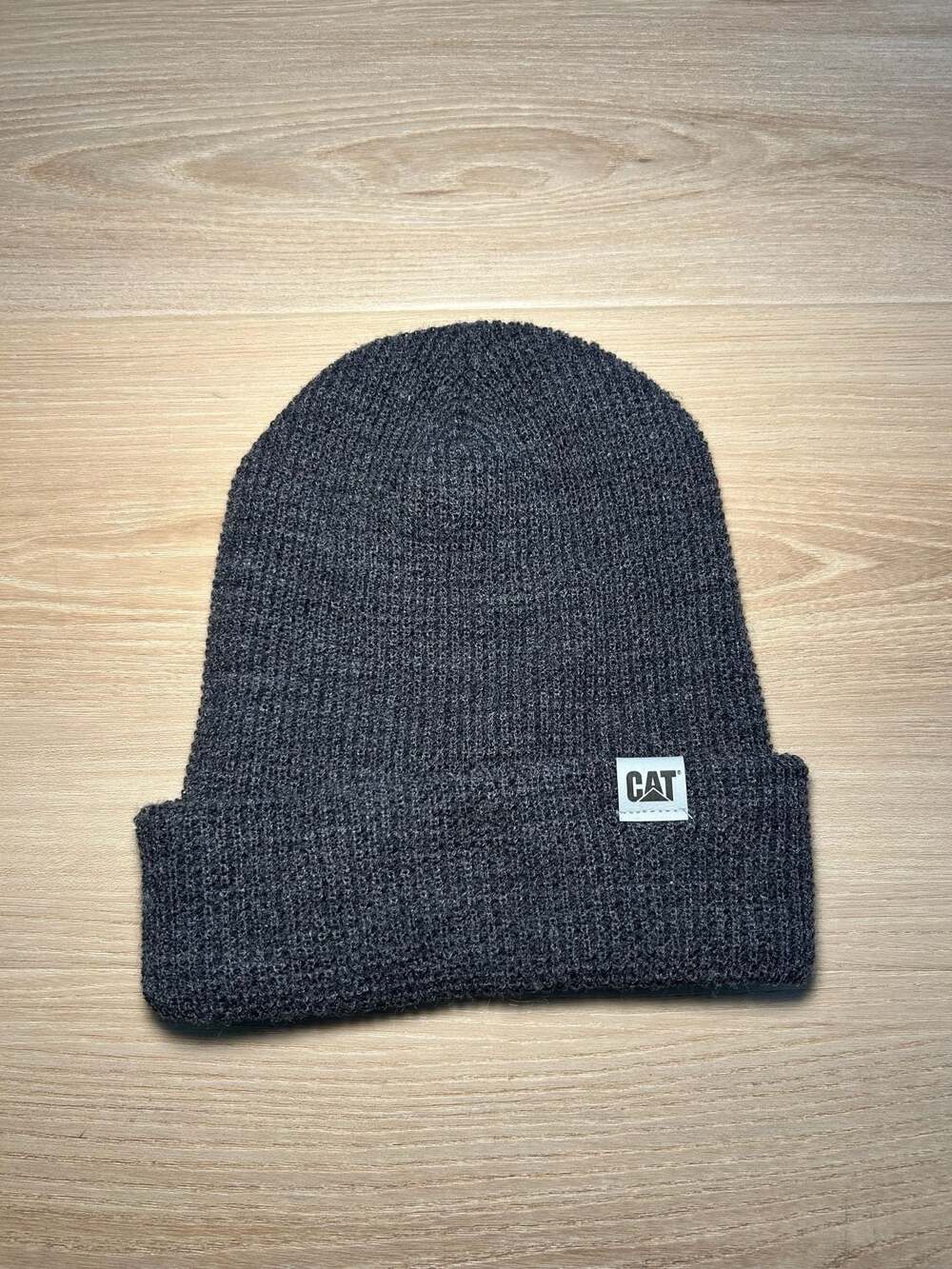 Caterpillar CAT Label Cuff Knit Beanie, Dark Gray